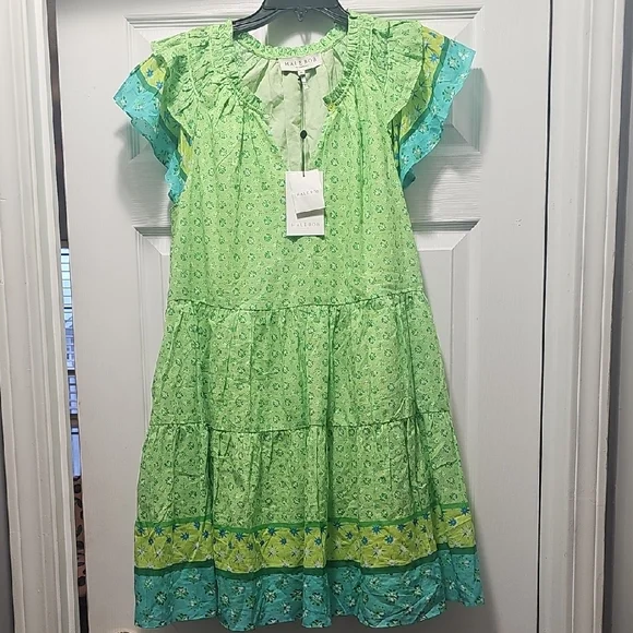 green emerald velvet dress Hale Bob Rival Chiffon Dress main image 0